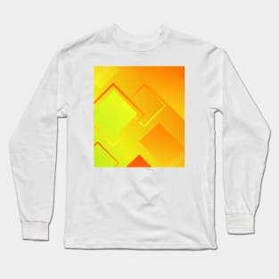 Geometric Orange And Yellow Diamond Art Deco Pattern Design Long Sleeve T-Shirt